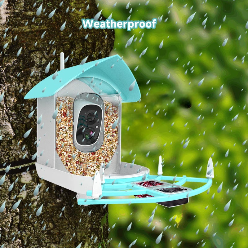 Fazoxo Bird Feeder with Camera, Auto Capture Wiress Bird Feeder Camera, AI Identify Bird Breed, 1080P HD Waterproof Outdoor Bird Watching Camera, Solar-Powered, for Garden, Yard, Park, Blue - Image 4